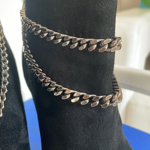 Saint Laurent Ankle Debbie 100 Boots Black Suede with Silver chain detail size39 - Picture 7 of 8